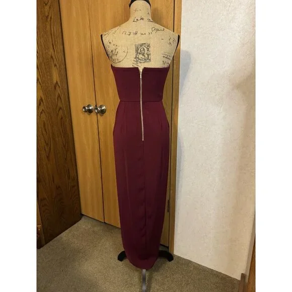 SHONA JOY Burgundy Strapless U Wire Bustier Dress Classic Elegant Romantic Sz 4 - Picture 3 of 13